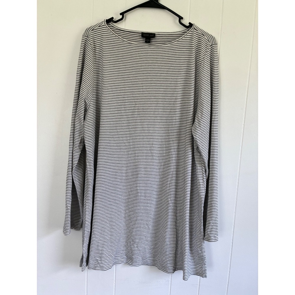J. Jill Wearever‎ Striped Tunic Top Womens XL Black White Long Sleeve Knit